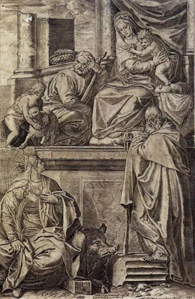 The Holy Family with Sts Anthony Abbot, Catherine and the Infant St John