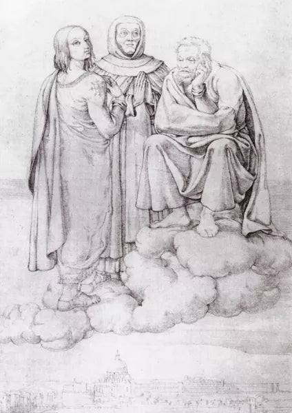 Raphael, Fra Angelico and Michelangelo over Rome