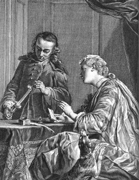 Woman Waxing a Letter