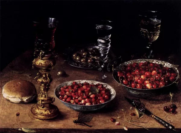 Still-Life with Cherries and Strawberries in China Bowls