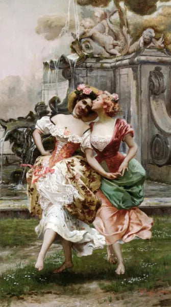 Young Girls Dancing by a Fountain