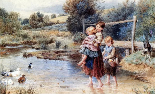 Children Paddling in a Stream