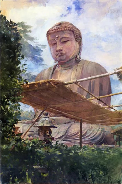 The Great Statue of Amida Buddha at Kamakura, Known as the Diabutsu, from the Priest's Garden