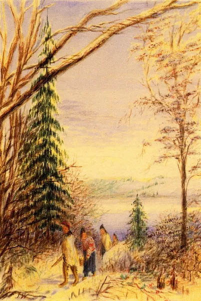 Indians Walking Along a Winter Path