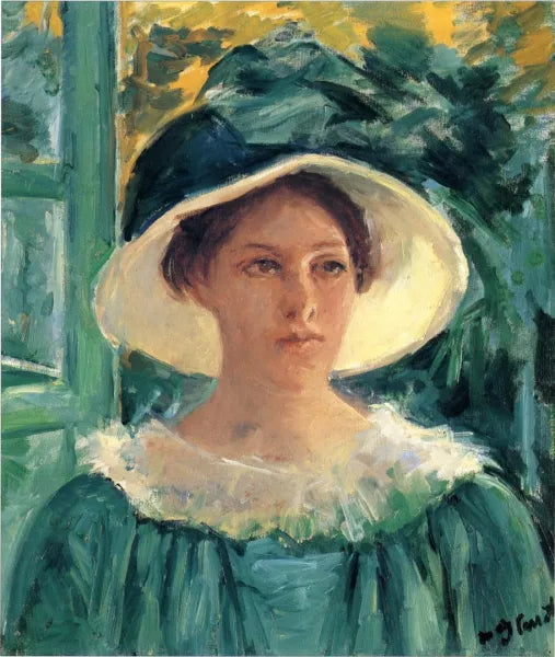 Young Woman in Green, Outdoors in the Sun
