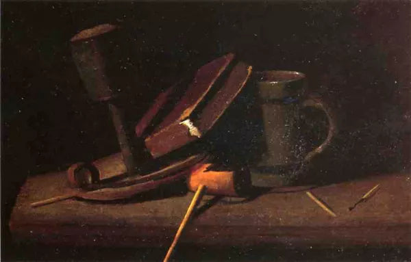 Still Life with Lamp, Pipe, Matches, Book and Mug