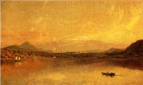Autumn Landscape with Boaters on a Lake