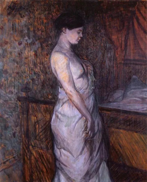 Woman in a Chemise Standing by a Bed, Madame Poupoule