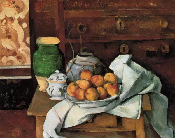 Vessels, Fruit and Cloth in Front of a Chest