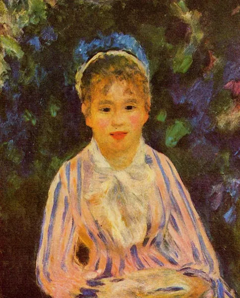 Young Woman in a Blue and Pink Striped Shirt