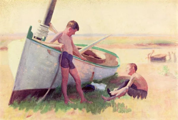Two Boys by a Boat  Near Cape May