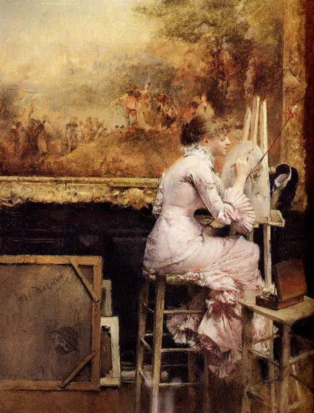 Young Watercolourist In The Louvre