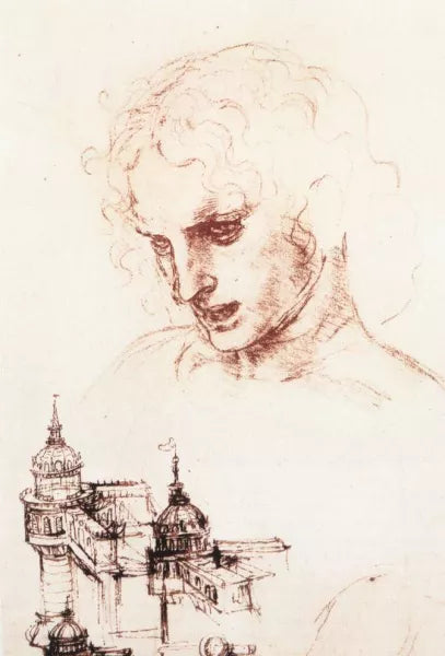 Study of an apostle's head and architectural study