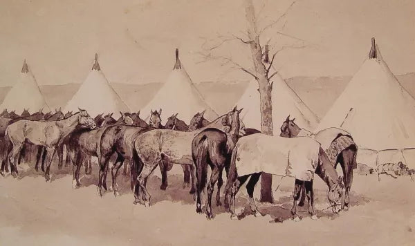 A Troop Picket Line Of The Sixth United States Cavalry Camp At Rapid Creek