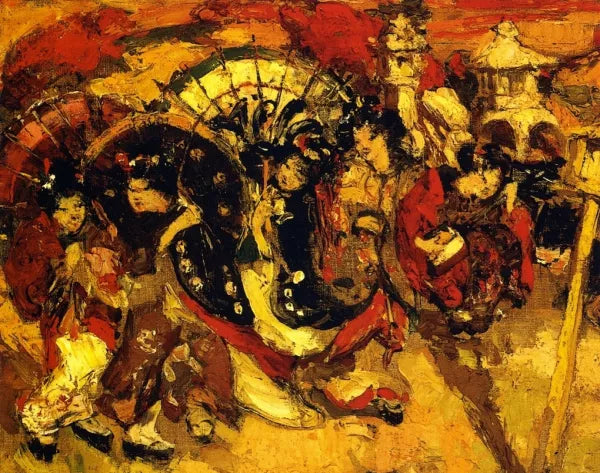 Japanese Figures in a Garden