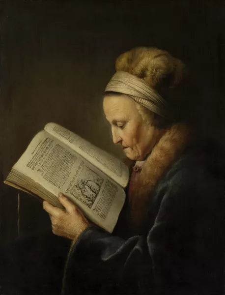 Old Woman Reading a Bible