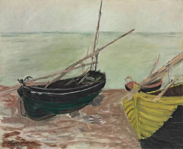 Etude de bateaux sur la plage d'etretat