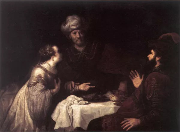Esther and Haman before Ahasuerus