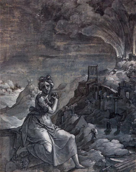 Woman Lamenting by a Burning City