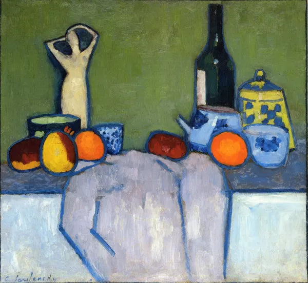 Still Life with Fruit, Figurine and Bottle