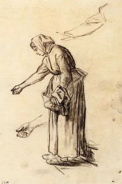 Study for a Woman Feeding Chickens