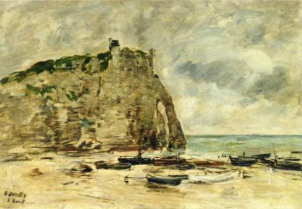 Etretat, Beached Boats and the Falaise d'Aval (study)