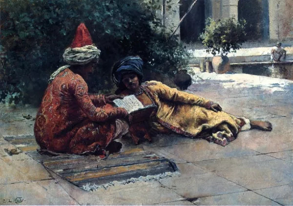 Two Arabs Reading in a Courtyard