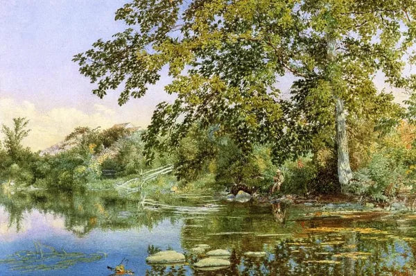 River Landscape with Boy Fishing