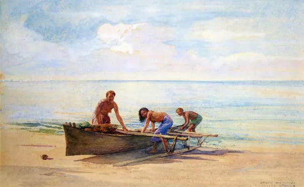 Women Drawing Up a Canoe, Vaiala in Samoa, Otaota, Her Mother and a Neighbor