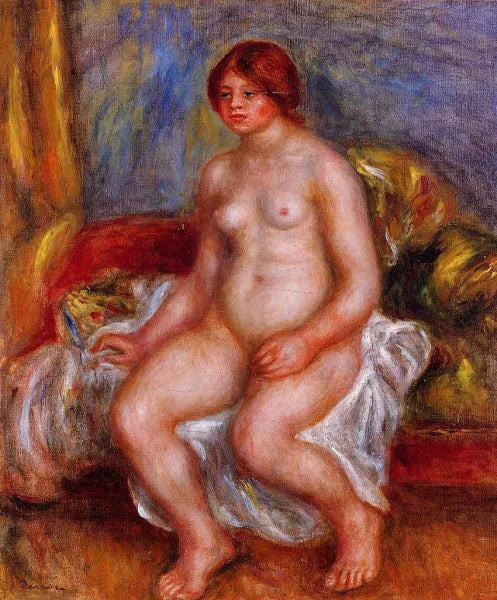 Nude Woman on Gree Cushions