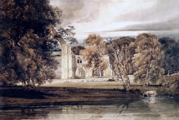 The East End of Bolton Abbey, from Across the River Wharfe