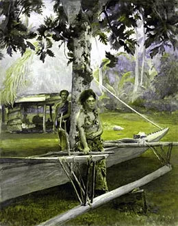 Portrait of Faase, the Taupo, or Official Virgin, of Fagaloa Bay, and Her Duenna, Samoa