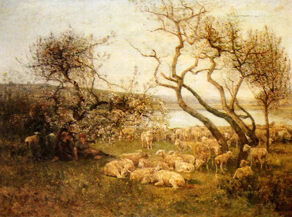 Tending the Flock in a Blossoming Landscape