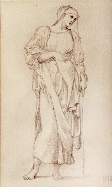 Study of a Standing Female Figure Holding a Staff