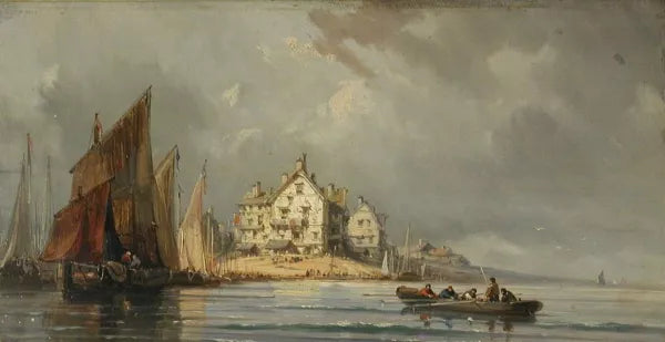 Coastal Landscape with Boats and Constructions