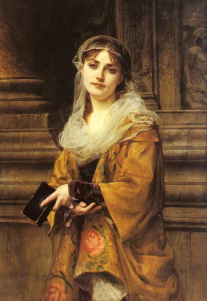 A Young Woman Outside a Church