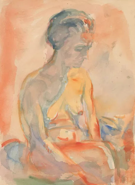 Sittende kvinnelig akt i sidelys