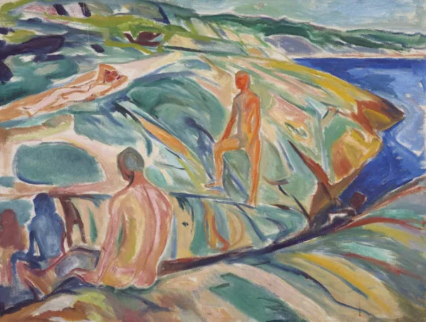 Bathing Men on Rocks